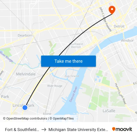 Fort & Southfield NE to Michigan State University Extension map