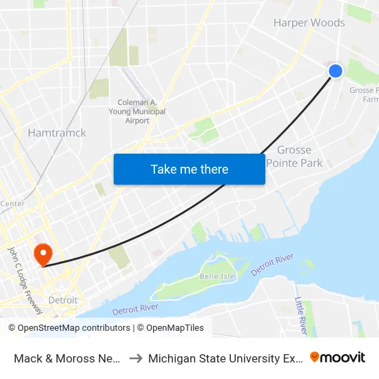 Mack & Moross Nearside to Michigan State University Extension map