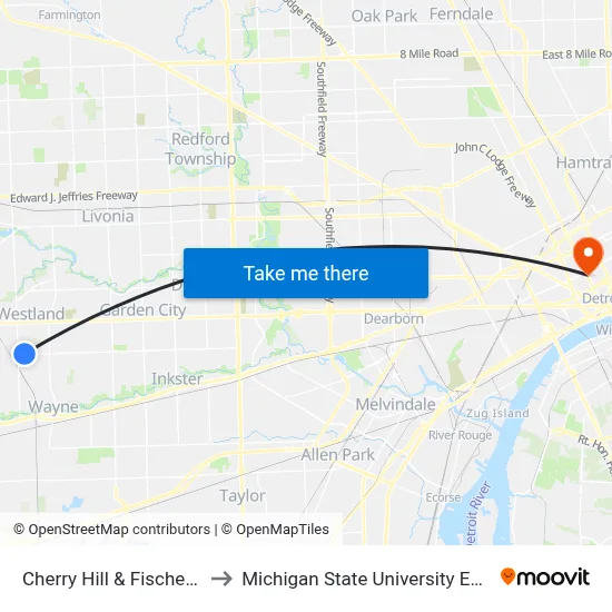 Cherry Hill & Fischer Drive to Michigan State University Extension map