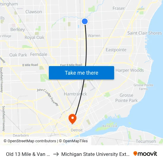 Old 13 Mile & Van Dyke to Michigan State University Extension map