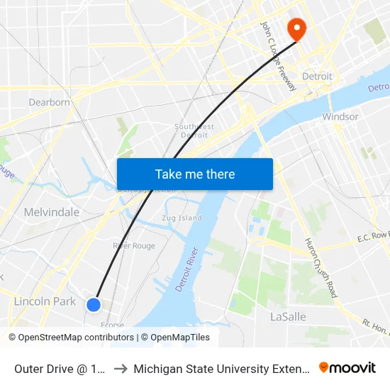 Outer Drive @ 12th to Michigan State University Extension map
