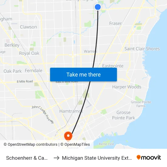 Schoenherr & Camelot to Michigan State University Extension map