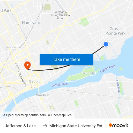 Jefferson & Lakewood to Michigan State University Extension map