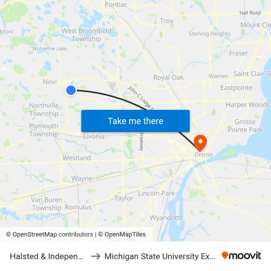 Halsted & Independence to Michigan State University Extension map