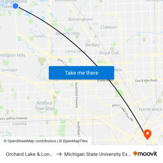 Orchard Lake & Lone Pine to Michigan State University Extension map