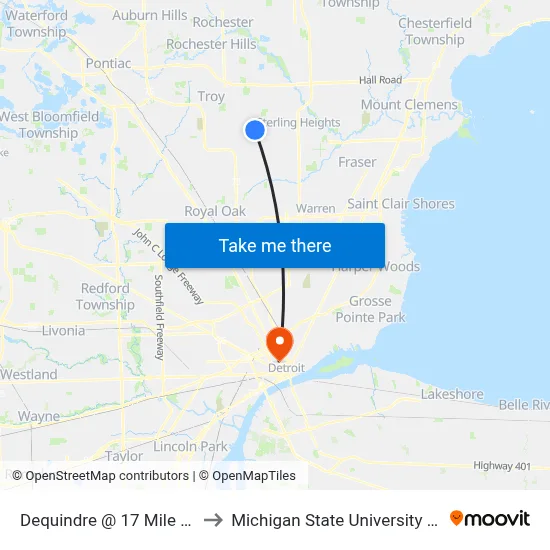 Dequindre @ 17 Mile Road NE to Michigan State University Extension map
