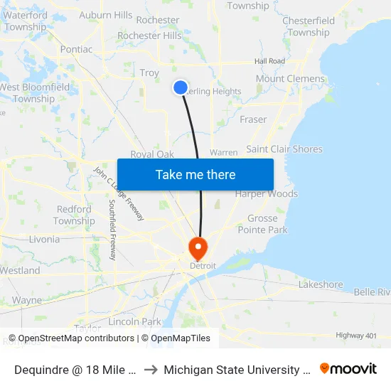 Dequindre @ 18 Mile Road SE to Michigan State University Extension map