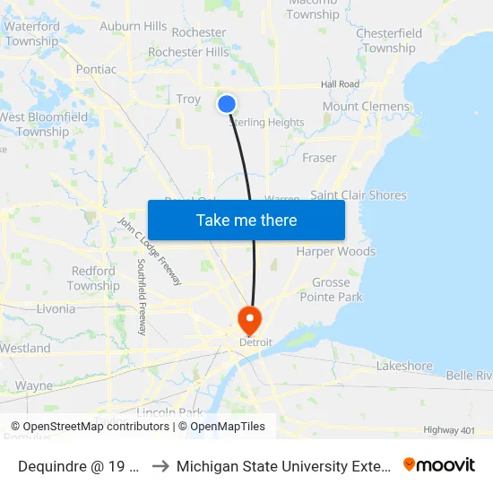 Dequindre & 19 Mile to Michigan State University Extension map