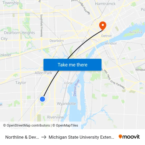 Northline & Devoe to Michigan State University Extension map