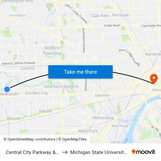 Central City Parkway & Strip Mall to Michigan State University Extension map