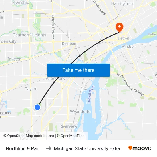 Northline & Pardee to Michigan State University Extension map