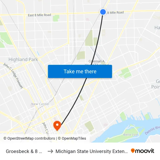 Groesbeck & 8 Mile to Michigan State University Extension map