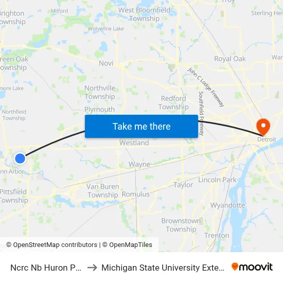 Ncrc  Nb Huron Pkwy to Michigan State University Extension map
