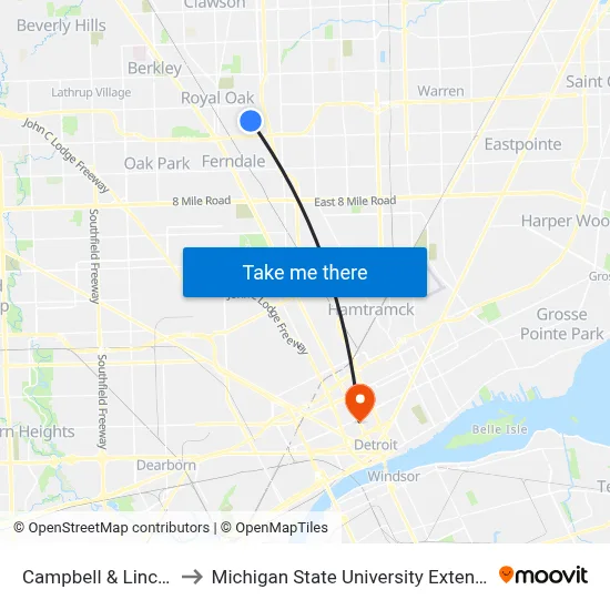 Campbell & Lincoln to Michigan State University Extension map