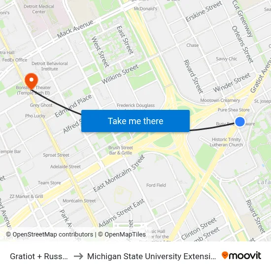 Gratiot + Russell to Michigan State University Extension map