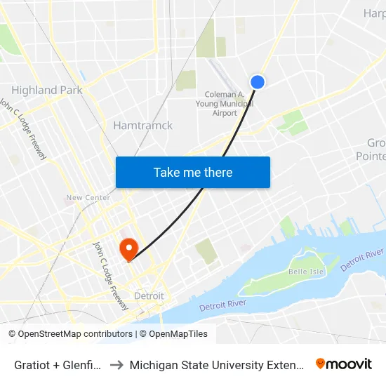 Gratiot + Glenfield to Michigan State University Extension map