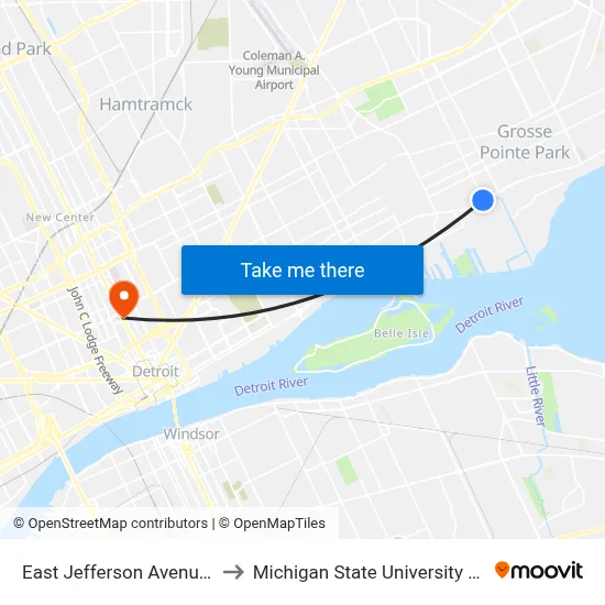 East Jefferson Avenue 14319 to Michigan State University Extension map