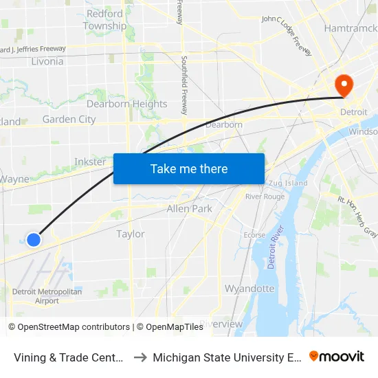 Vining & Trade Center Drive to Michigan State University Extension map