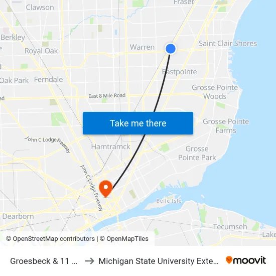 Groesbeck & 11 Mile to Michigan State University Extension map