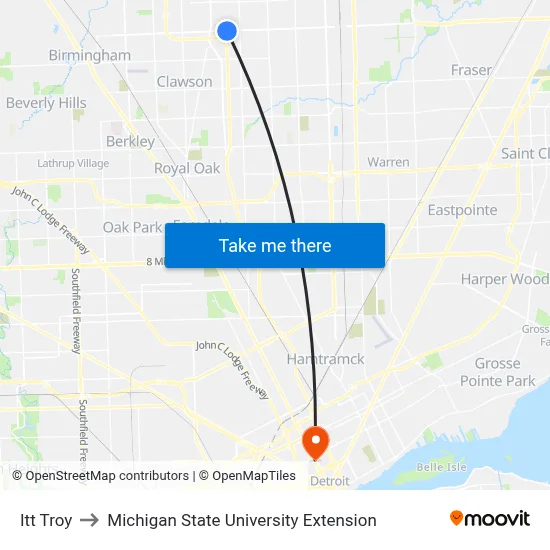 Itt Troy to Michigan State University Extension map