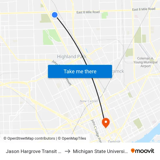 Jason Hargrove Transit Center Bay 8 to Michigan State University Extension map
