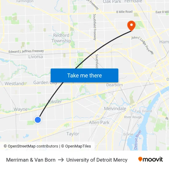 Merriman & Van Born to University of Detroit Mercy map