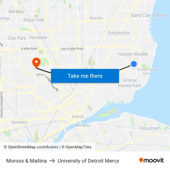 Moross & Mallina to University of Detroit Mercy map