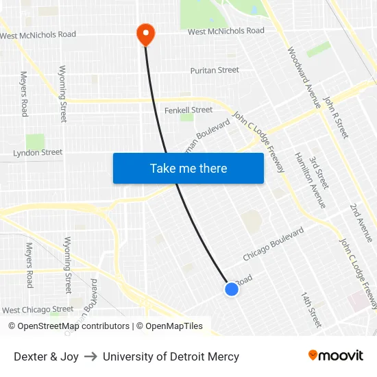 Dexter & Joy to University of Detroit Mercy map