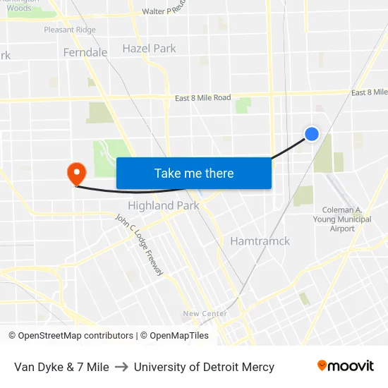 Van Dyke & 7 Mile to University of Detroit Mercy map