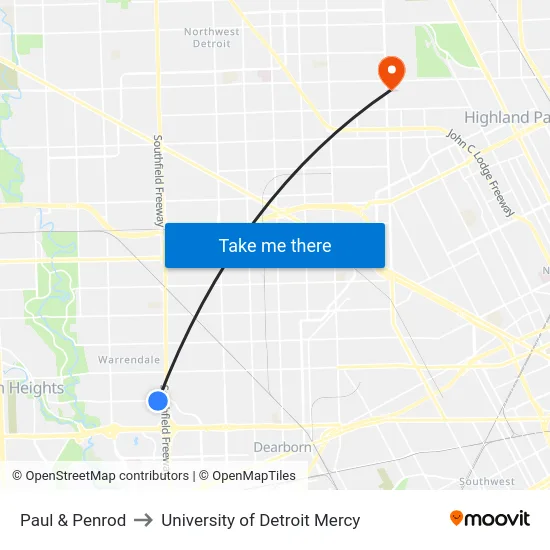 Paul & Penrod to University of Detroit Mercy map