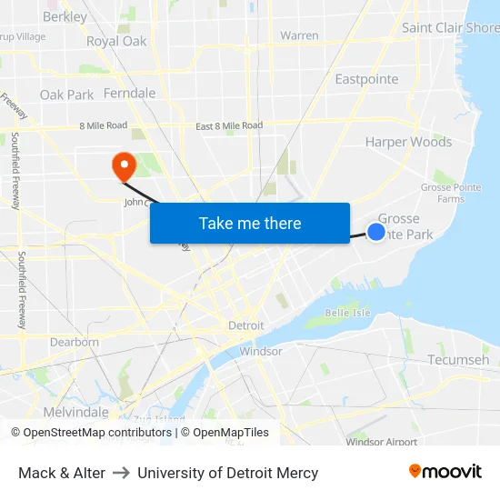 Mack & Alter to University of Detroit Mercy map
