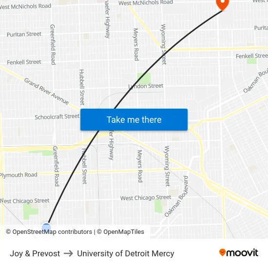 Joy & Prevost to University of Detroit Mercy map