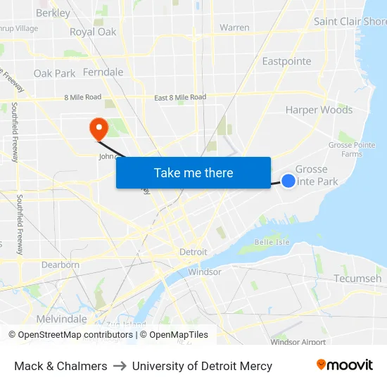 Mack & Chalmers to University of Detroit Mercy map
