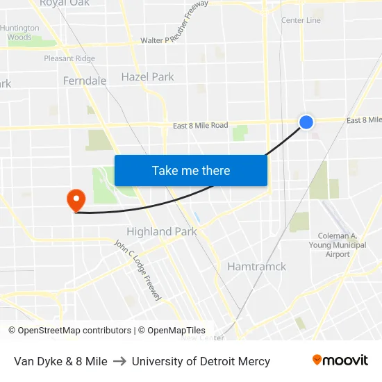 Van Dyke & 8 Mile to University of Detroit Mercy map