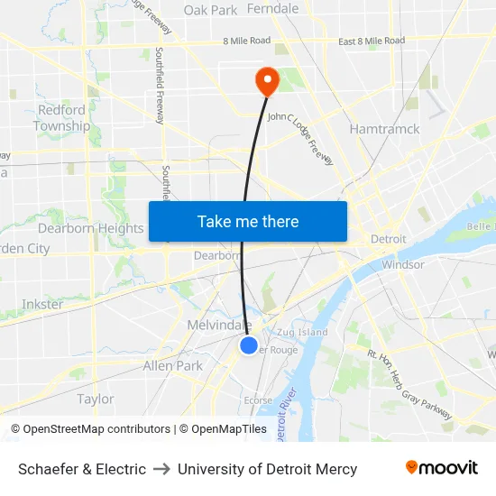 Schaefer & Electric to University of Detroit Mercy map