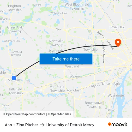 Ann + Zina Pitcher to University of Detroit Mercy map