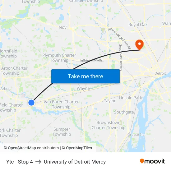 Ytc - Stop 4 to University of Detroit Mercy map