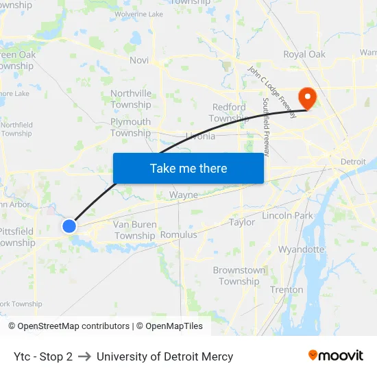 Ytc - Stop 2 to University of Detroit Mercy map