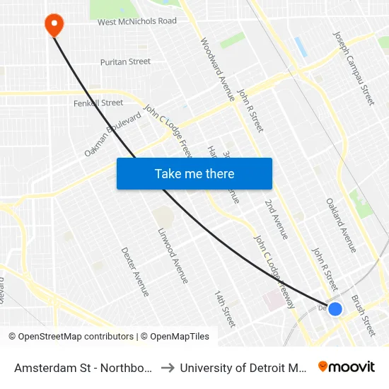 Amsterdam St - Northbound to University of Detroit Mercy map