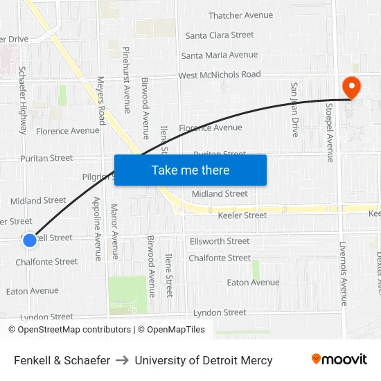 Fenkell & Schaefer to University of Detroit Mercy map
