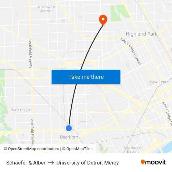 Schaefer & Alber to University of Detroit Mercy map