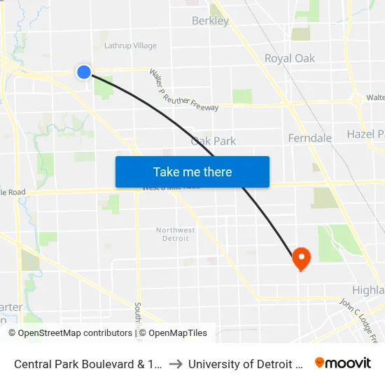 Central Park Boulevard & 11 Mile to University of Detroit Mercy map