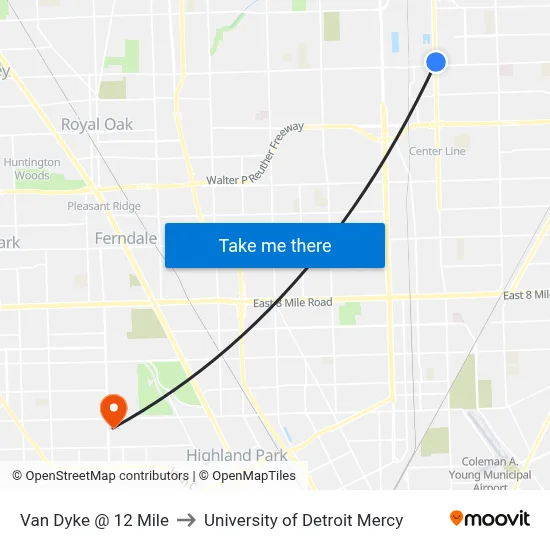 Van Dyke @ 12 Mile to University of Detroit Mercy map
