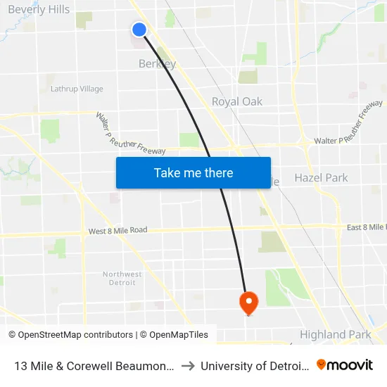 13 Mile & Corewell Beaumont Entrance to University of Detroit Mercy map
