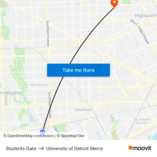 Students Gate to University of Detroit Mercy map