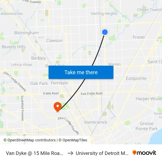 Van Dyke @ 15 Mile Road NE to University of Detroit Mercy map