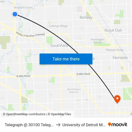 Telegraph @ 30100 Telegraph to University of Detroit Mercy map
