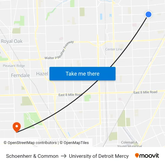 Schoenherr & Common to University of Detroit Mercy map