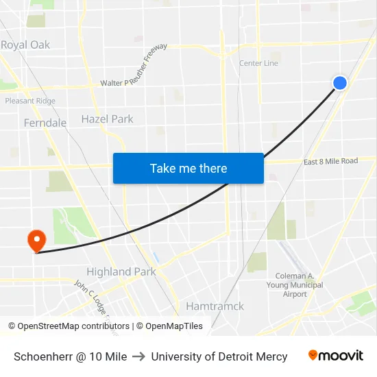 Schoenherr @ 10 Mile to University of Detroit Mercy map
