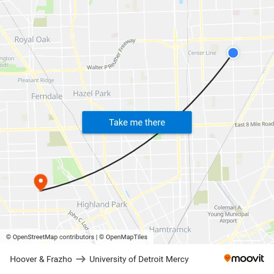Hoover & Frazho to University of Detroit Mercy map